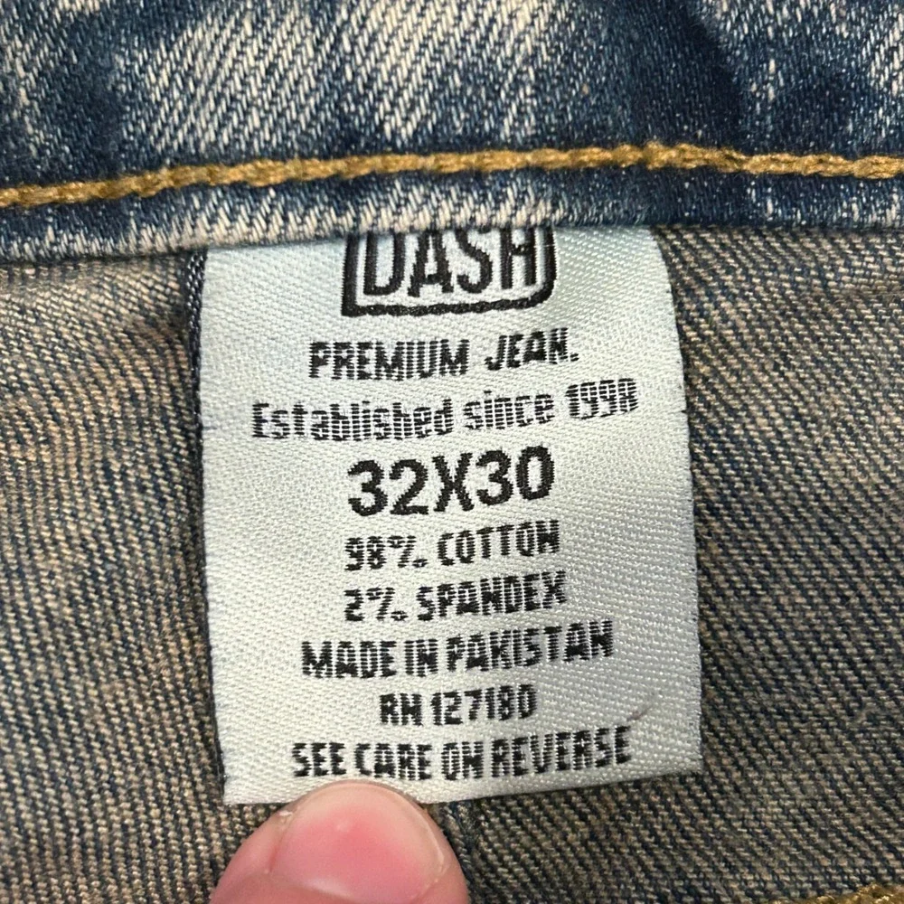 Dash Denim‎ Jeans Mens 32x30 Blue Distressed Biker Moto Acid Wash Slim Stretch